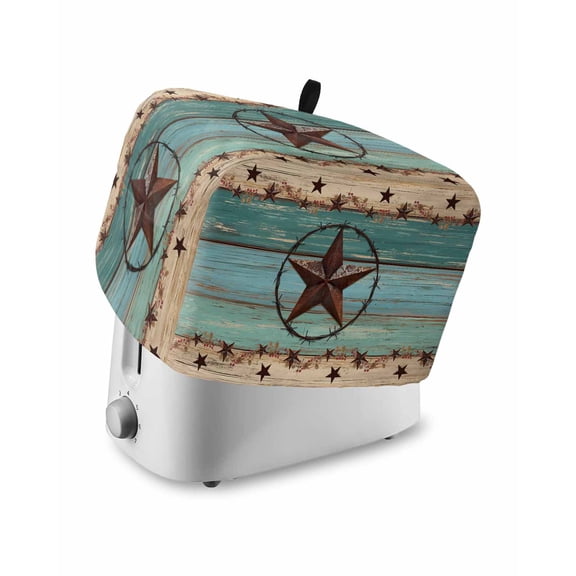 Toaster Cover 4 Slice Texas Star Teal Toaster Oven Cover with Pockets Farm Wood Grain Dustproof Bakeware Protector Small Kitchen Appliance Dust Covers and Fingerprint Protection
