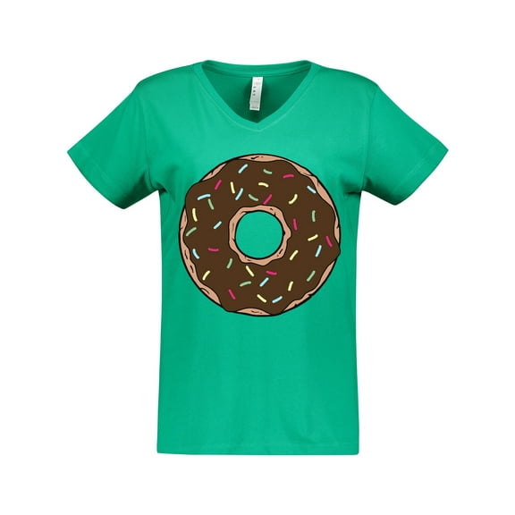 Inktastic Brown Donut, Donut With Colorful Sprinkles, Frosting Women's V-Neck T-Shirt
