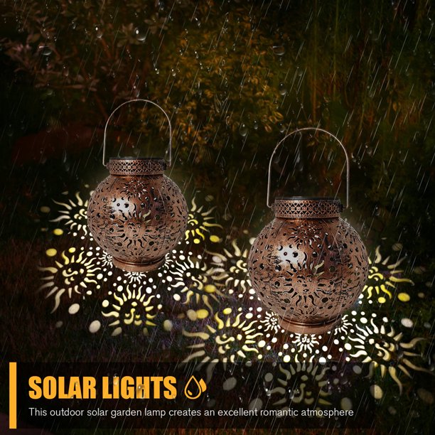 Iron Art Solar Garden Light 600mAh Sun Face Moon Star Proyección Solar LED Light Likrtyny Para estrenar