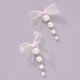 thumbnail image 4 of Vintage Pearl Drop Dangle Earrings Lightweight Black Pink Cute Bow Earrings Fashion Statement Ear Jewelry for Women and Girls (Pink), 4 of 4