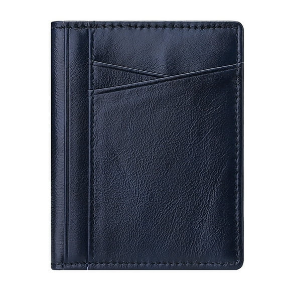 Men Women Slim Credit Card Case Wallet Small Leather Wallet with ID Window, 8.5*10.5cm-blue