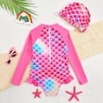 thumbnail image 6 of BOOMNY Baby Girls 3 Peice Swimsuits Long Sleeve Bathing Suit for Kids Cartoon Graphic Lightweight Cozy Summer Beach Vacation Swimwear, 6 of 9