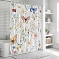 thumbnail image 5 of Farmhouse Butterfly Flowers Shower Curtain Set - Long 72" x 84" Washable Bathtub Curtain with 12 Hooks, Spring Botanical Floral Waterproof Fabric Stall Shower Curtains for Bathroom/Bathtub Décor, 5 of 6