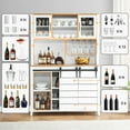 thumbnail image 5 of Homhougo Farmhouse Coffee Bar Cabinet with Sliding Barn Doors, 70" Kitchen Hutch Cabinet with Storage, Wine & Glasses Rack, Tall Sideboard Buffet Cabinet for Kitchen, Dining Room, White, 5 of 7