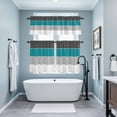 thumbnail image 3 of Teal Grey Striped Kitchen Curtains Sets for Windows 24 Inch Length, Farmhouse Modern Rod Pocket Window Treatments Tier Curtains and Valances Set for Bedroom/Bathroom, 3 of 8