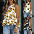 thumbnail image 6 of XMMSWDLA Women Summer Blouses Halter Neck Tank Tops Floral Sleeveless Shirt Pleated Casual Camisole Chiffon T-Shirt Tops Blouses Black Maternity Tank Tops, 6 of 6