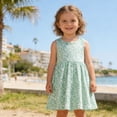 thumbnail image 2 of Lanbubble 2-Pack Toddler Dresses For Girls Sleeveless Green Floral Summer Dress Casual Sundress Size 6T, 2 of 10