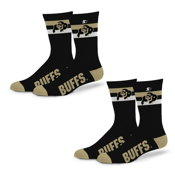 Unisex Starter Colorado Buffaloes Team Color 2-Stripe 2-Pack Crew Socks Set