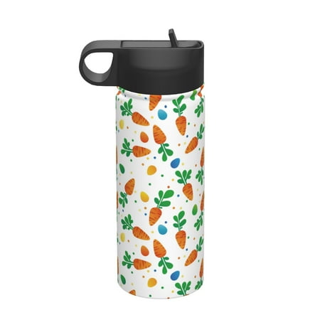 

Ocsxa Cute Carrot Print 18 oz Insulated Water Bottle With Straw Stainless Steel Sports Water Cup Flask Wide Mouth Travel Thermal Mug for Home Office or Car