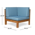 thumbnail image 4 of Noble House Brava Wood 5 Seater Sectional Sofa Set with Cushions Teak/Blue, 4 of 12