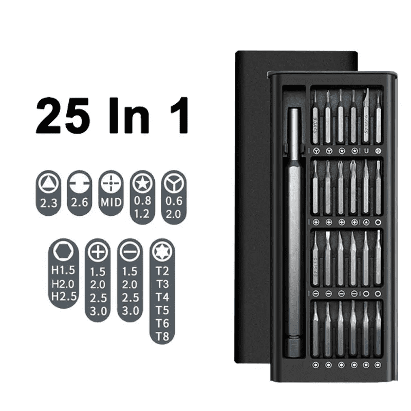 Multi-functional Hand Tool Phone Repair 25 IN 1 Precision Screwdriver Kit Screwdriver Set Magnetic Aluminum Box for Home DIY