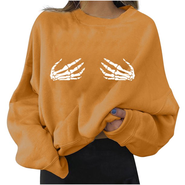 Sudaderas con capucha estampadas de manga larga informales para mujer a la moda de Halloween Fridja hj3376