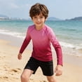 thumbnail image 2 of YAYUBA Boys Girls UPF 50+ Rash Guard Neon Swim Shirts UV Sun Protection Long Sleeve Swimwear for Kids Slim Fit Size Little Boys, Hot Pink, 2 of 5