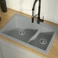 thumbnail image 2 of KRAUS Quarza 33 Dual Mount 60/40 Double Bowl Granite Kitchen Sink in Grey, 2 of 14
