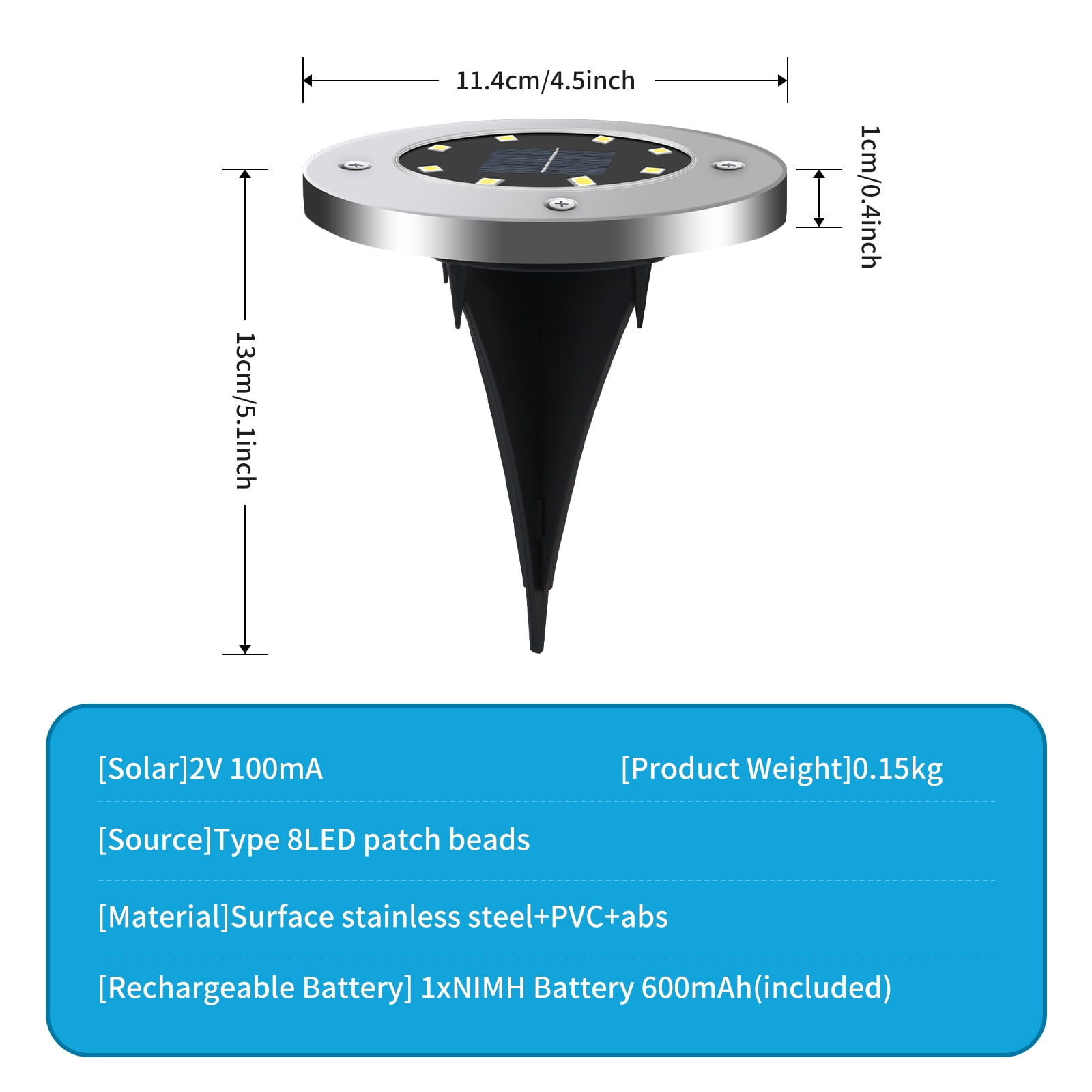 Sminiker 24-Piece Outdoor Solar Floor Lights, 8LED Solar Disc Lights, Waterproof Underground Lights, Suitable For Passageways, Lawns, Courtyards, Terraces, Sidewalks, Driveways, Decks