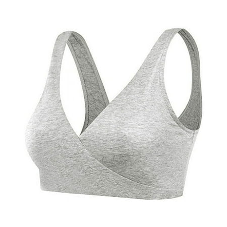 Nursing Bra For Women s Plain Color Pregnant Breastfeeding Bra Seamless Sleep Bra Nursing Bras Vest Tops Gray XL