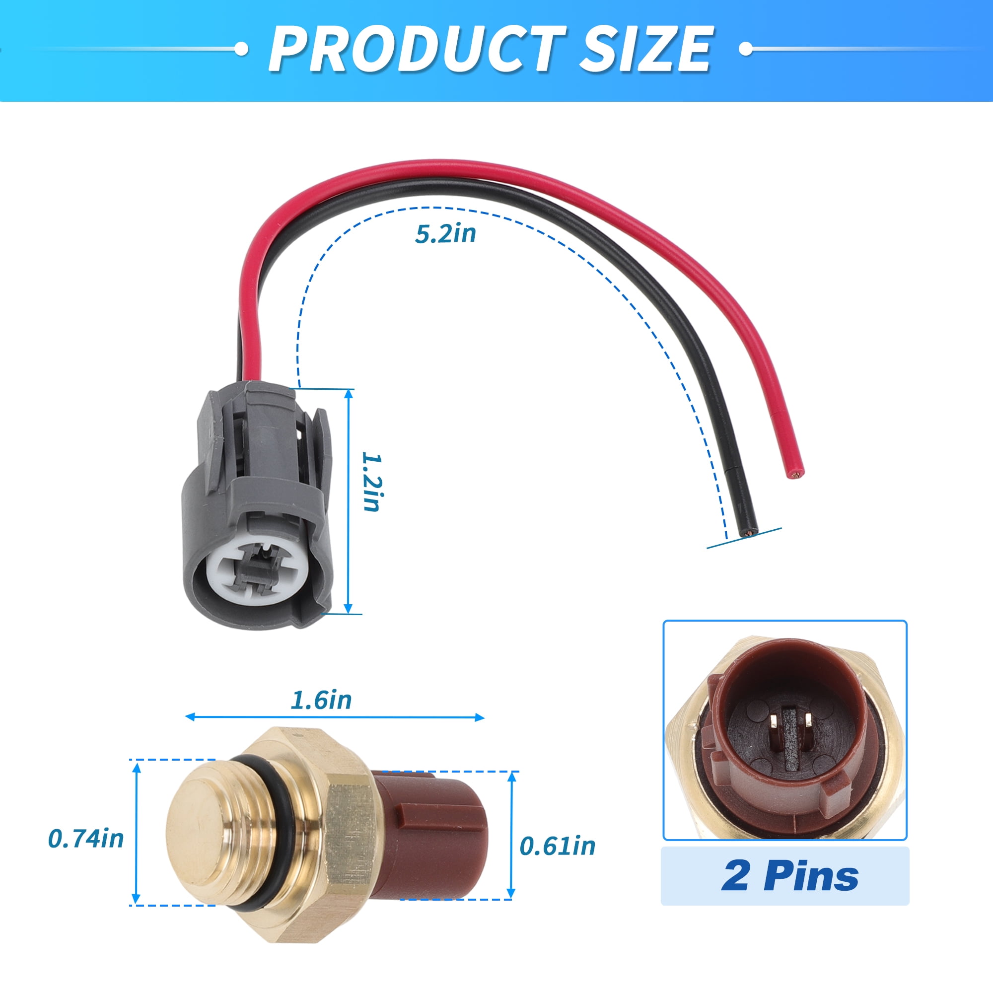 Unique Bargains Coolant Temperature Sensor Connector Pigtail for Honda Accord and CR-V