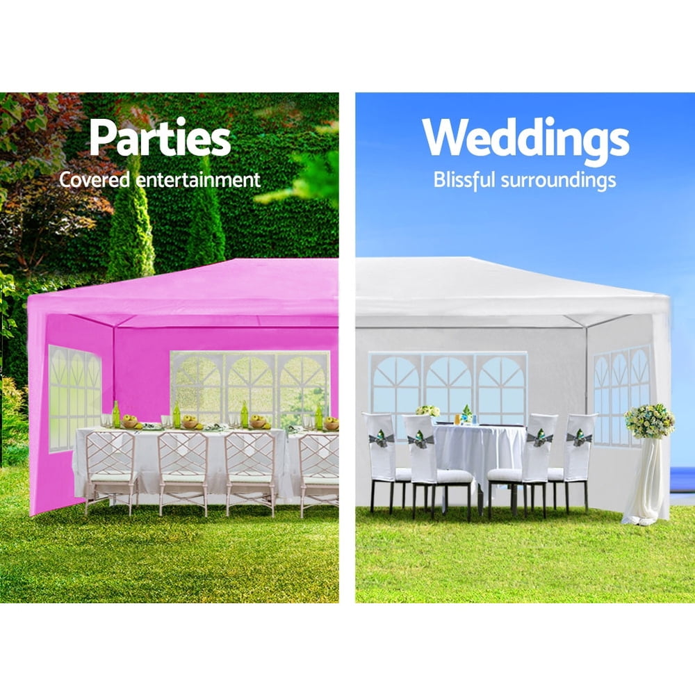 10x30 Party Tent Outdoor Canopy Tents for Parties, Heavy Duty Waterproof Gazebo Shelter with 8 Removable Sidewalls, Commercial Event Tent for Garden, Backyard, Market, Pink