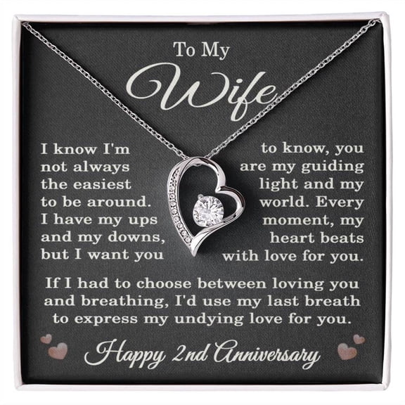 2nd Anniversary Necklace for Wife from Husband 2 Years Anniversary Jewelry for Her Women Forever Love Pendant