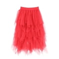 thumbnail image 6 of GEWSEY Tulle Skirts for Women, Puffy Skirt Asymmetrical Midi Length Ruffled Tutu Layered Mesh Fairy Skirt (Red, M), 6 of 7