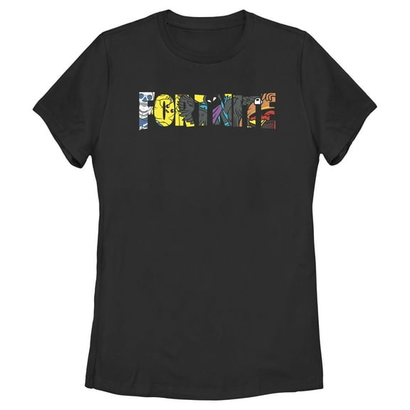 Women's Fortnite Logo Character Fill Graphic Tee Black Small