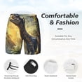 thumbnail image 2 of Kdxio Sunshine Jungle Dinosaur Print Men's Swim Trunks with Compression Liner 7 Inch Inseam Quick Dry Swim Shorts, 2 of 5