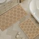 thumbnail image 1 of Juego de 2 Alfombrillas Antideslizantes para Baño de Diseño Waffle en Marrón 46x76 + 61x122 cm, 1 of 7