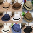 thumbnail image 2 of Straw Beach Fedora Hat for Men - UV Protection Wide Brimmed Sun Hat - Panama Summer Outdoor Cap, 2 of 9