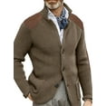 thumbnail image 1 of UKAP Men Cardigan Sweater Open Front Jacket Button Down Coat Casual Winter Warm Outwear Khaki L, 1 of 2