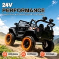 thumbnail image 3 of 24V 2 Seater Ride on Toys for Kids, Powered Ride on Car with Remote Control, 4 Wheel Suspension, Bluetooth, Music, LED, Dual 200W Motors, Soft Start, Electric Car for Big Kids Girls Boys 3-8, Black, 3 of 9