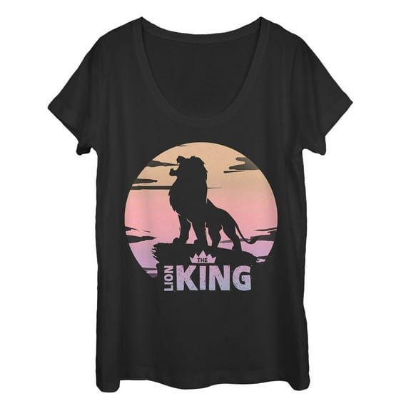 Women's Lion King Sunset Pride Rock Pose  Scoop Neck Black Medium