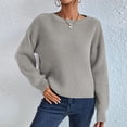 thumbnail image 6 of Women's Fashion Casual Crew Neck Pullover Long Sleeve Bolded Knit Sweater, Chunky and Warm, Great for Everyday Use and Seasonal Activities,Gray,M, 6 of 6