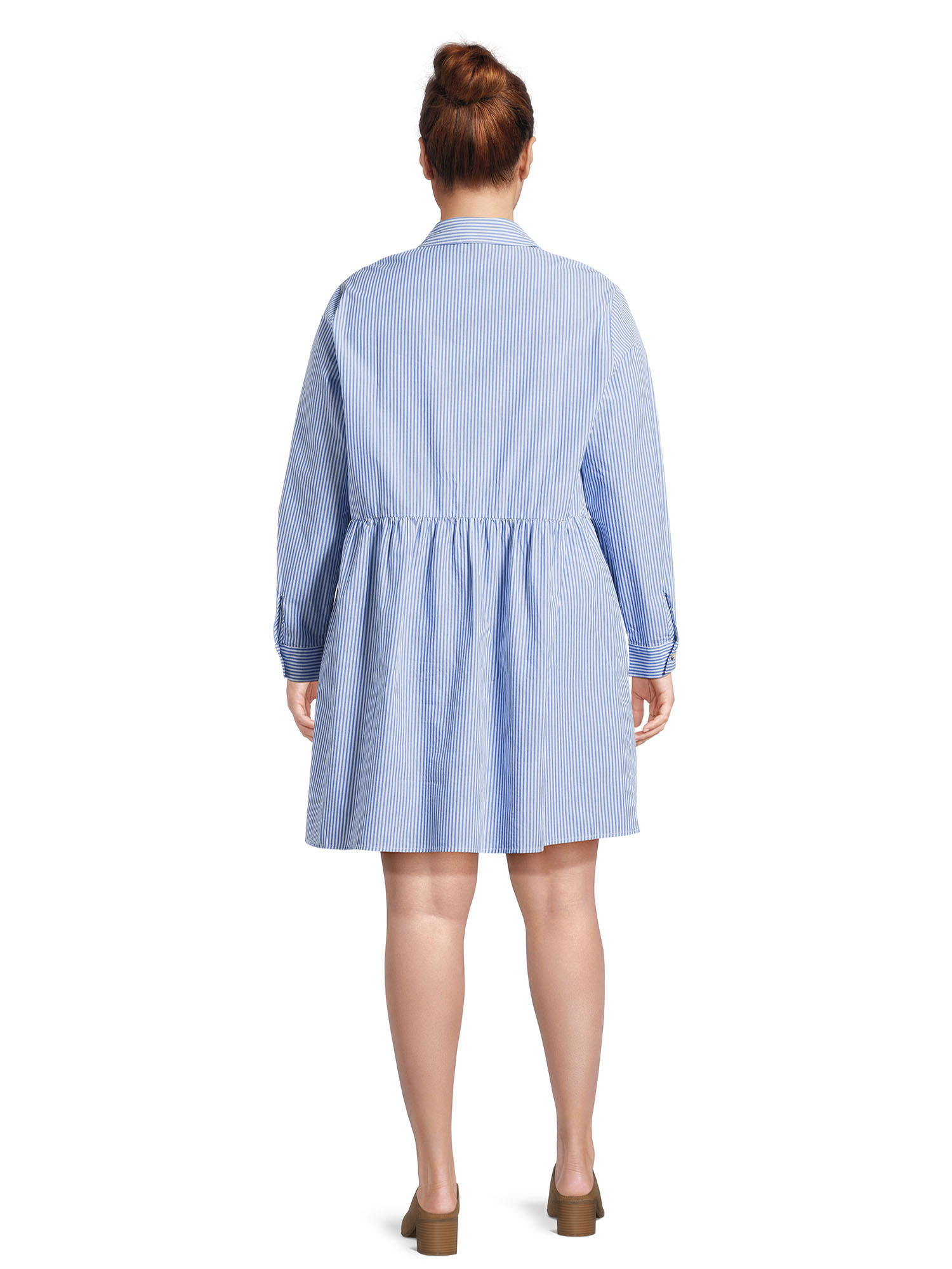 Nine.Eight Women's Plus Size Mini Shirtdress with Long Sleeves - image 4 of 6