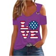 thumbnail image 1 of Tops de Hombro Frío para las Mujeres Día de la Independencia Impreso Fuera Del Hombro Blusa con Cuello en V, Fuera Del Hombro de las Mujeres, 1 of 4