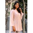 thumbnail image 3 of NOVICA Artisan Hand Embroidered Cotton Long Tunic Pink from India Clothing Top Tunics Blouses ' Spring Rose', 3 of 6