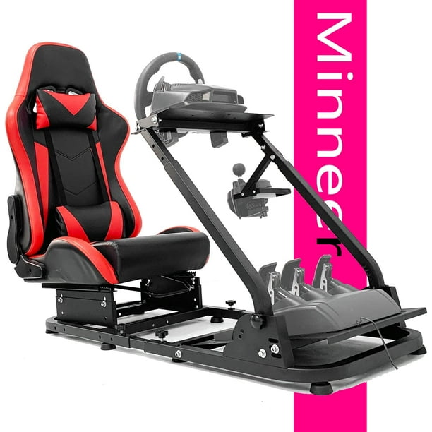 sammentrækning hat langsom Minneer Racing Simulator Cockpit with Red Racing Seat Racing Wheel Stand  Fits Logitech G25 G27 G29 Compatible with PC Platforms - Walmart.com