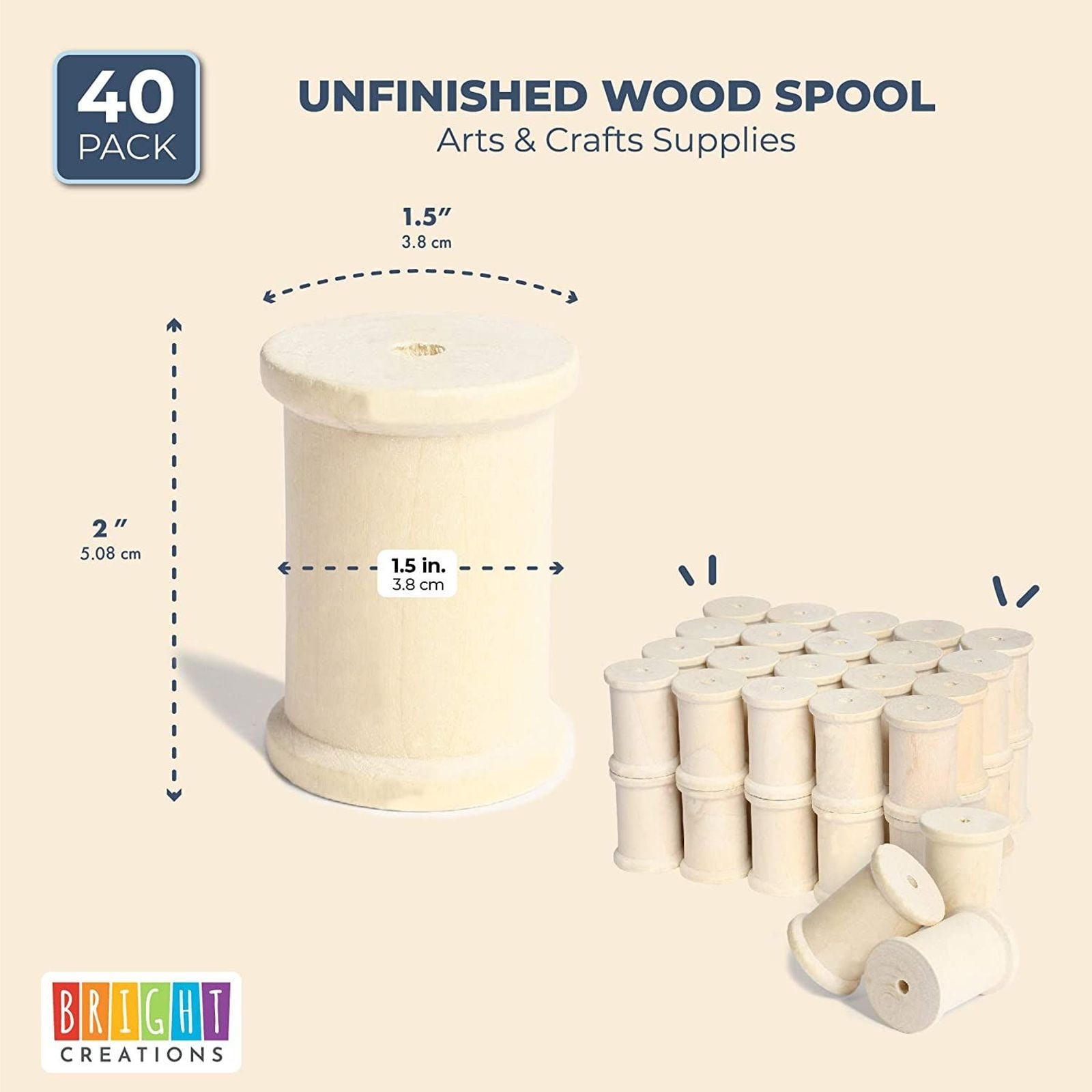 Wooden Spools 2 x 1-1/2-Inch, Pack of 12 Large Wood Spools, Unfinished Birch, Splinter-Free, for Crafts by Woodpeckers