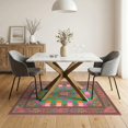 thumbnail image 3 of ODIKA Multicolor Geometric Squares Playful Flower Accents Decorative for Dining Room, Under Table, Home Office, Non-Slip Chair-Friendly, 3 of 7