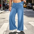 thumbnail image 2 of IFNWSV Denim Pants for Women Plus Size Stretchy Wide Leg Jeans with Pockets High Waisted Loose Casual Trousers Light Blue XL, 2 of 7