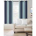 thumbnail image 2 of Turquoise Navy Blue Striped Kitchen Curtains Modern Minimalist Ombre Lines Cafe Short Curtains for Bathroom Blackout Window Curtain Small Window Treatment Drapes for Bedroom Living Room 42"x45"x2, 2 of 9