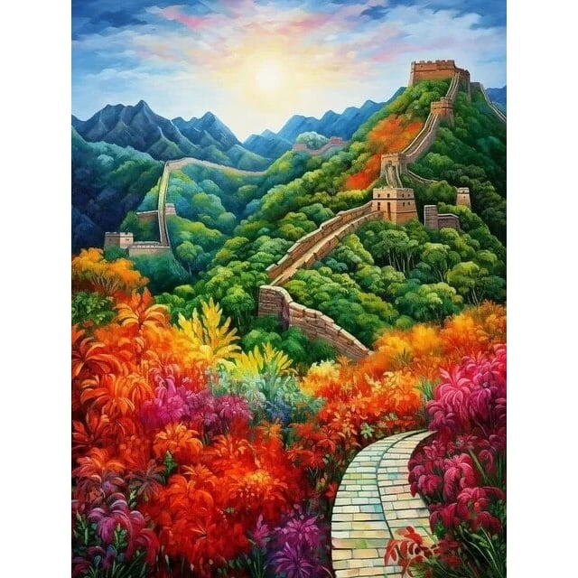 Pintura de diamante 5D DIY, nueva colección de la Gran Muralla, mosaico de taladro cuadrado/redondo completo, paisaje de árbol, diamantes de imitación, decoración del hogar WE1681