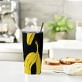 thumbnail image 6 of COMIO  Cartoon Bananas Black Stainless Steel Vacuum Insulated Tumbler for Women Men Reusable Water Bottle with Leak-proof Straw Reusable Cup for Water Iced Tea Coffee Office School, 6 of 7