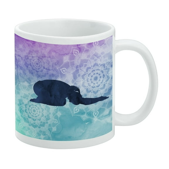 Child's Pose Yoga White Mug