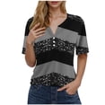thumbnail image 1 of Blusas de Manga Corta para las Mujeres Impresas 3/4 Manga Cuello Redondo Blusa Casual, Ligero Diario Superior, 1 of 5