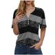 thumbnail image 1 of Blusas de Manga Corta para las Mujeres Impresas 3/4 Manga Cuello Redondo Blusa Casual, Ligero Diario Superior, 1 of 5