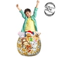 thumbnail image 3 of Floral Storage Toy Bag Chair, Computer Graphics Arrangements Flowers and Leaves on Plain Background, Stuffed Animal Organizer Washable Bag, Large Size, Pale Orange and White, by Ambesonne, 3 of 3
