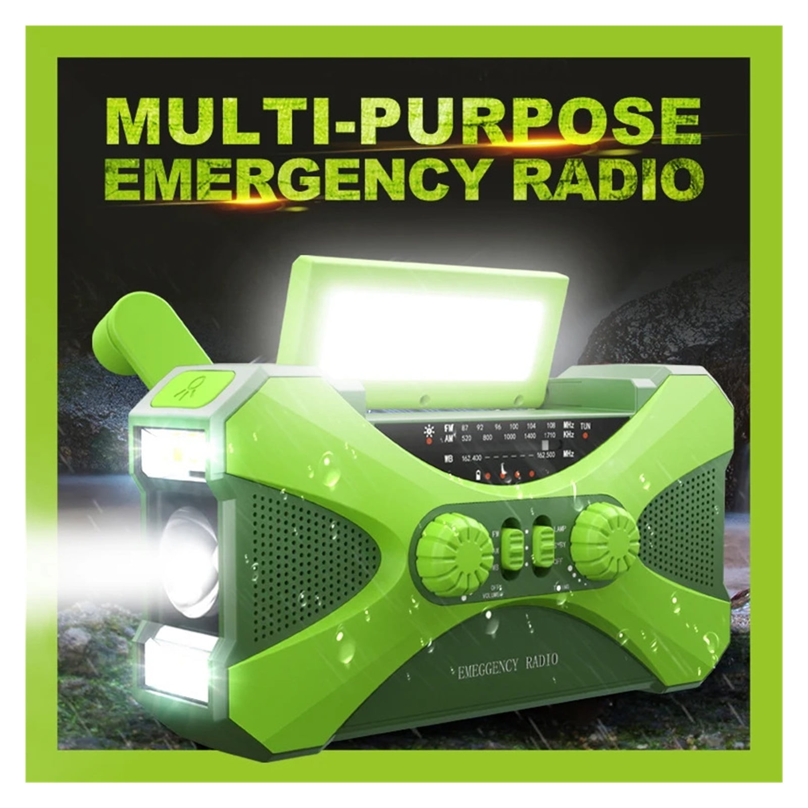 Emergency Flashlight Torch 10000mAh Power Bank Multifunctional Radio Hand Crank Solar USB Charging FM AM WB NOAA Weather Radio ,Listen Anytime, Anywhere