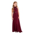 thumbnail image 3 of TiaoBug Flower Girls Halter Neck Sequin Wedding Pageant Maxi Dress Kids Prom Ball Gown Burgundy 8, 3 of 7