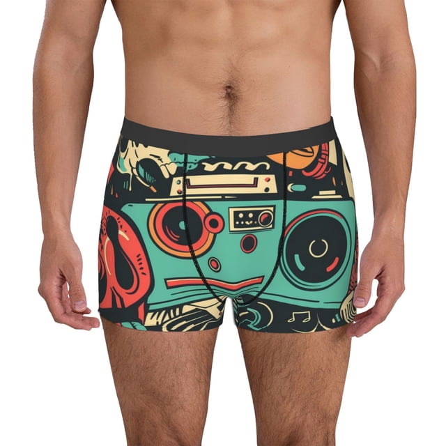 Fotbe Retro Pop Art Collage Calzoncillos Tipo Boxer con Bolsa de Soporte Total para Hombre, X-Temp Fresco, Transpirable y de Secado Rápido-X-Large