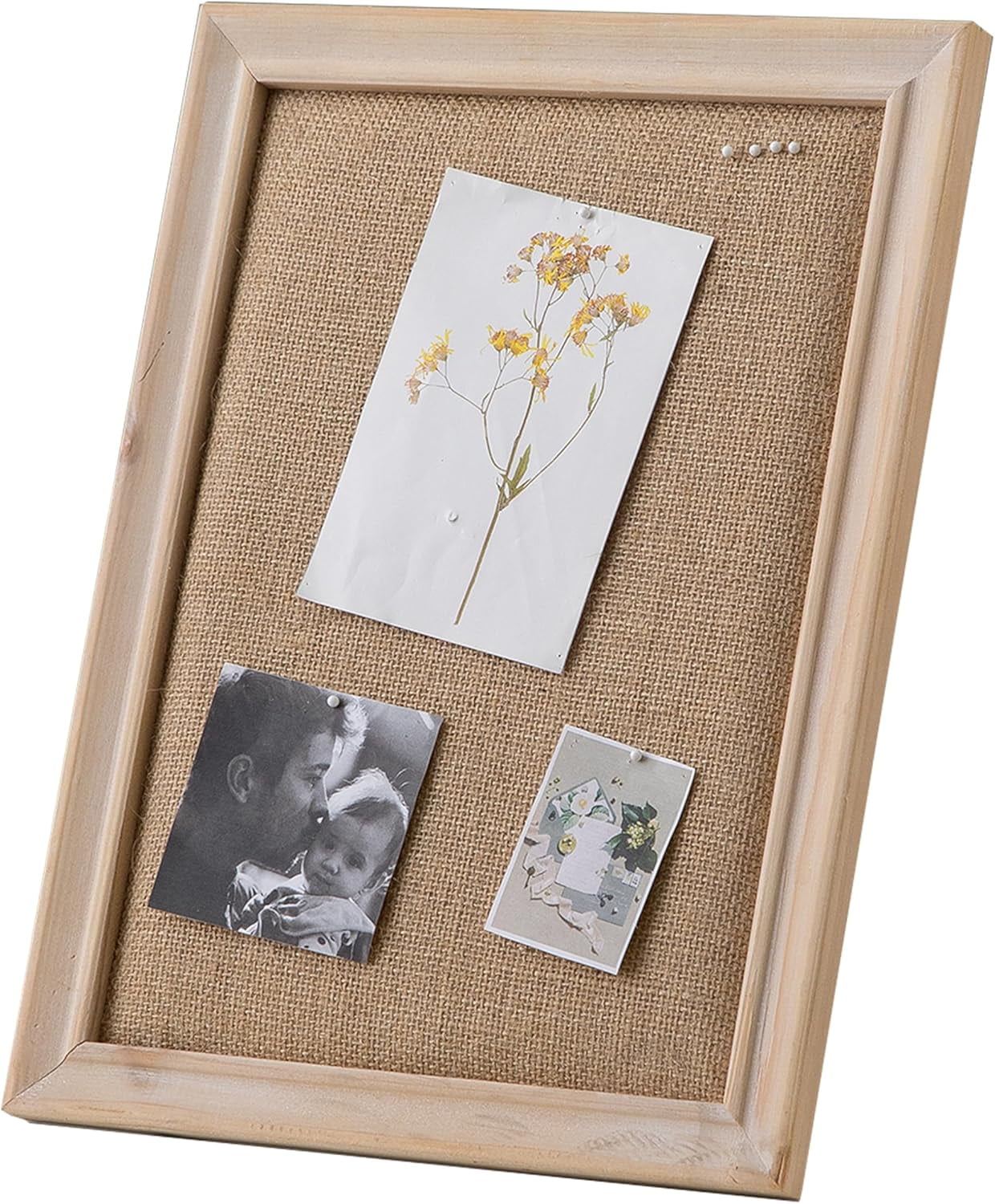 SOFE Cute Linen Small Bulletin Board, 15.7\"×12\" White Decorative Cork Boards For Walls With...